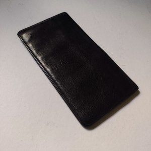 Vintage Bally Black Long Wallet, Green interior